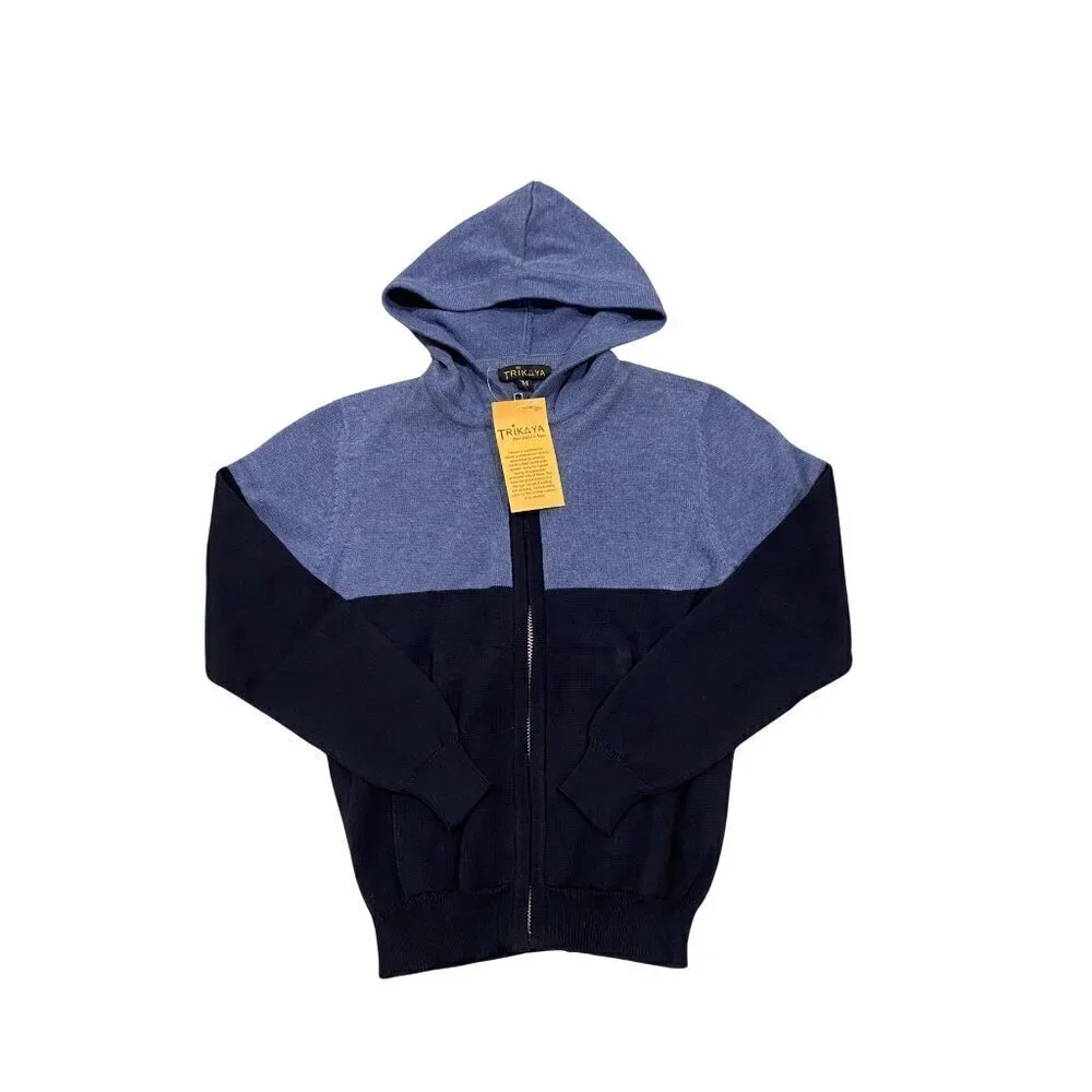 Trikaya Made in Nepal Boy's Blue Hooded Sweater - Size M - New!